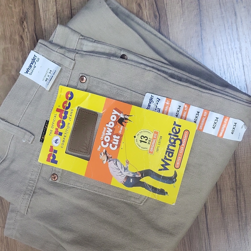 WRANGLER 1013MWZ Cowboy Cut Original Fit Jeans Tan IRREGULAR 40X34 NWT